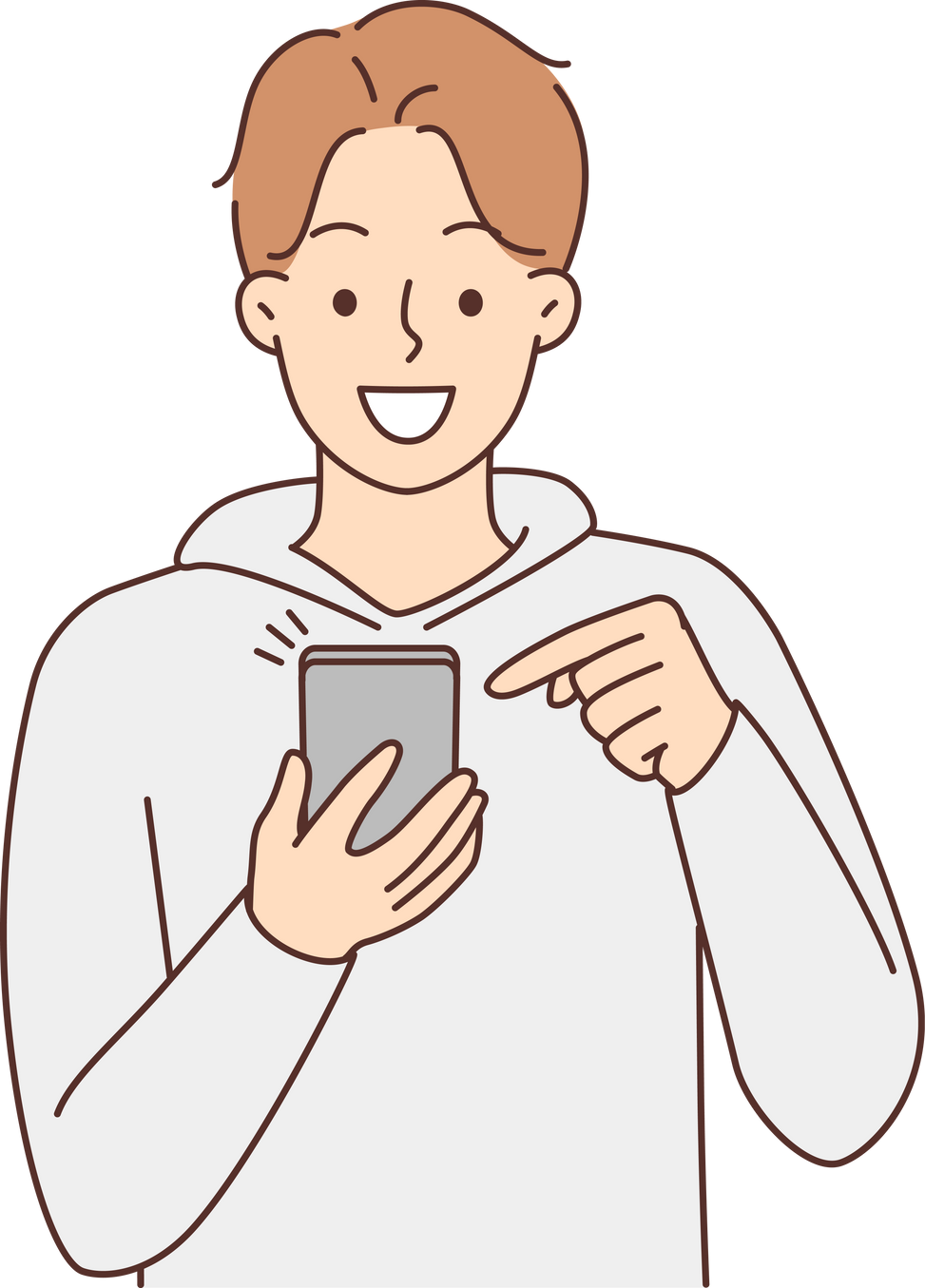 Smiling man using cellphone texting